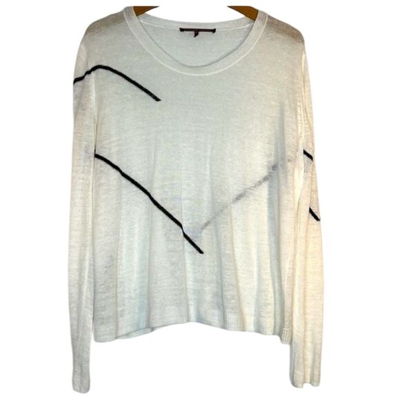 Comptoir des Cotonniers Thin White Sweater with Black Lines Size XL - Picture 1 of 8